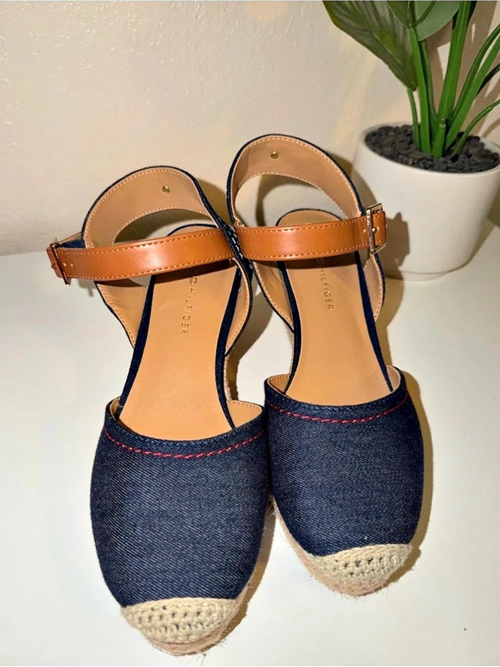 Tommy Hilfiger Women's Blue Espadrille Wedge Sandals